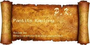 Pantits Kaplony névjegykártya